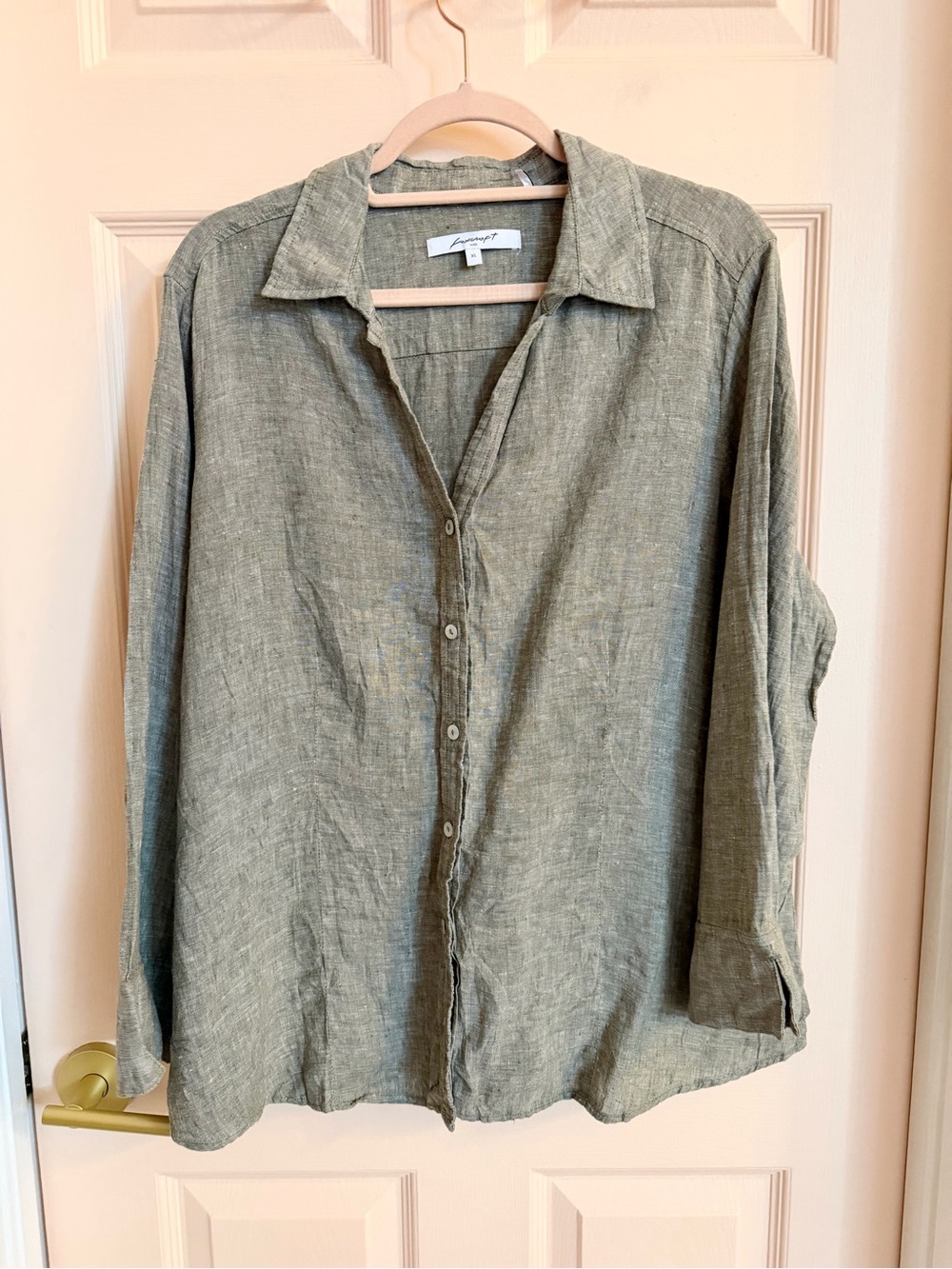 Button up linen foxcroft top